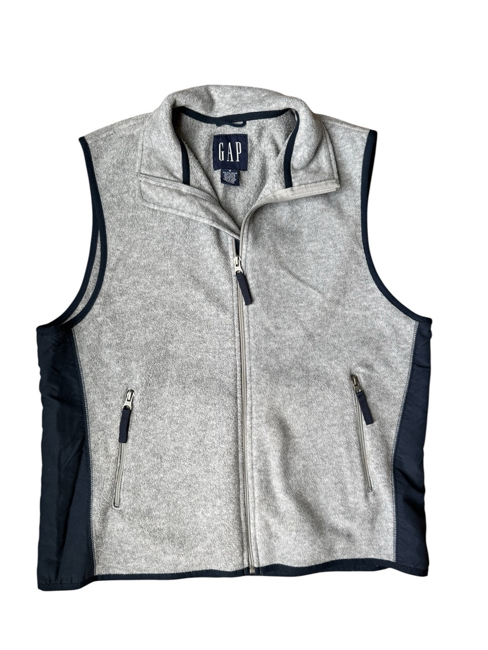 Vintage GAP Fleece Casual Vest Mens Medium Outdoor Utility Full Zip Hiking Fall